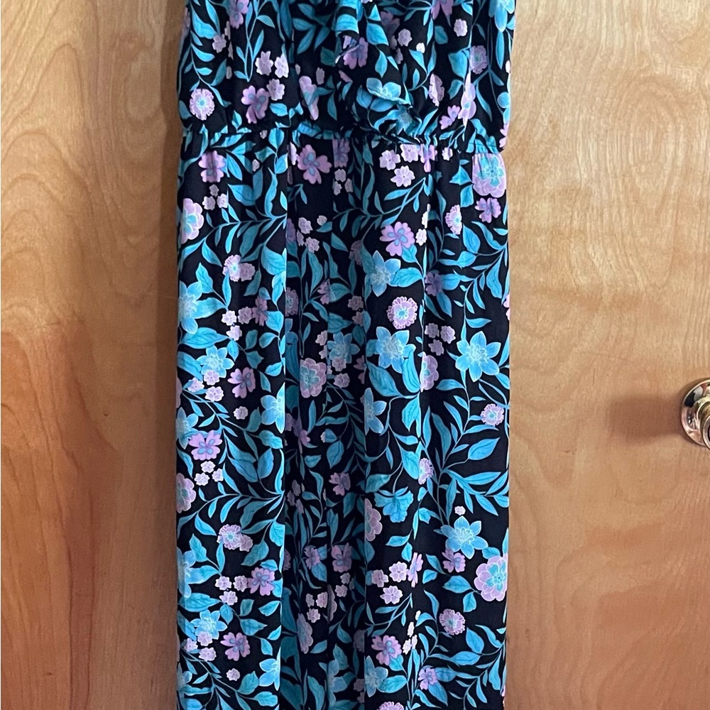 Floral Boutique Jumpsuit in Black and Blue